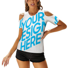 Cargar imagen en el visor de la galería, Camiseta de Manga Corta con Cuello en U Hombros Descubiertos para mujer ACT Personalizada con Impresión Completa de una imagen con Foto Logo Patrón Texto