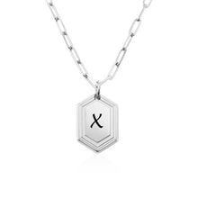 Cargar imagen en el visor de la galería, Collar con colgante hexagonal Longitud Ajustable en plata de ley 925 chapado de oro rosa de 18K para mujer hombre X0053 Personalizado con texto nombre