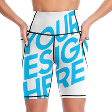 Cargar imagen en el visor de la galería, Pantalones Cortos 1/2 de Yoga con Bolsillos para mujer YJ008 Personalizados con Impresión Completa de una imagen con Foto Logo Patrón Texto