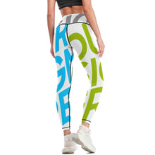 Cargar imagen en el visor de la galería, Leggings Deportivos para Fitness Gimnasio Pantalones de Yoga de Cintura Alta para Mujer YJ033 Personalizados con Impresión Completa de múltiples imágenes con Foto Logo Patrón Texto