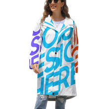 Cargar imagen en el visor de la galería, Chaqueta / Abrigo larga con forro polar impermeable prueba de viento invierno con cremallera para mujer A677 Personalizada con Impresión Completa de múltiples imágenes con Foto Logo Patrón Texto