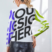 Cargar imagen en el visor de la galería, Suéter Jersey ligero elástico de cuello alto para mujer MY08 Personalizado con Impresión Completa de múltiples imágenes con Foto Logo Patrón Texto