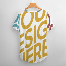 Cargar imagen en el visor de la galería, Camiseta de Manga Corta con Cuello en V para Mujer NZ109 Personalizada con Impresión Completa de múltiples imágenes con Foto Logo Patrón Texto