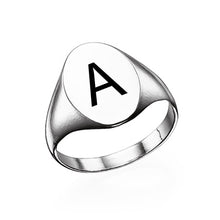Cargar imagen en el visor de la galería, Anillo de Sello Ovalado con Letra en Cobre Chapado de Oro / Oro Rosa J0026 Grabado Personalizado con Texto Nombre