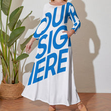 Cargar imagen en el visor de la galería, Vestido holgado talla grande manga larga cuello redondo para mujer A120 Personalizado con Impresión Completa de una imagen con Foto Logo Patrón Texto