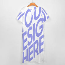 Cargar imagen en el visor de la galería, Vestido Largo Holgado con Bolsillos de Moda Manga Corta Cuello en V para Mujer BYQ Personalizado con Impresión Completa de Una Imagen con Foto Texto Patrón