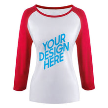 Cargar imagen en el visor de la galería, Camiseta de Manga Media 3/4 Bordada para Mujer de Algodón FS0803027 Personalizada con Foto Logo Patrón Texto