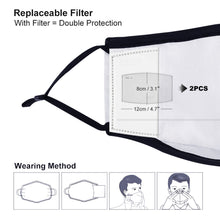 Cargar imagen en el visor de la galería, Máscara Mascarilla de Una Pieza con Filtro de Poliéster con Diseño Personalizado de Tus Patrones o Textos