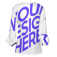 Cargar imagen en el visor de la galería, Camisa de mujer de manga larga con volantes de diez botones y manga de pétalo SDS20150 personalizado con patrón foto texto (impresión de imagen única)
