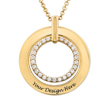 Cargar imagen en el visor de la galería, Collar Personalizado Redondo de Circonia Cúbica de Plata de Ley 925 / Cobre para Mujer X0080 Grabado con Texto Nombre