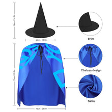 Cargar imagen en el visor de la galería, Conjunto de Capa de mago Traje de Disfraz de bruja de Halloween Fiesta para Niños Niñas Chicos Chicas FS0821001 Personalizado con Impresión Completa con Foto Logo Patrón Texto