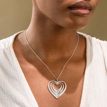 Cargar imagen en el visor de la galería, Collar en Plata 925 / Cobre con Tres Corazones para Mujer X0085 Grabado Personalizado con Texto Nombre