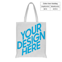 Cargar imagen en el visor de la galería, Bolso de Algodón y Lino con Impresión de Diseño Personalizado con Tus Patrones y Textos
