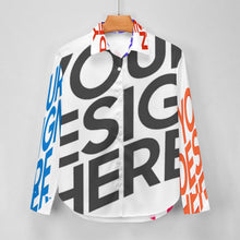 Cargar imagen en el visor de la galería, Blusa de camisa de ocio para mujer camisa de manga larga personalizado con patrón foto texto (impresión de imágenes múltiples)