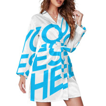 Cargar imagen en el visor de la galería, Camisón de manga larga con estampado cinturón para mujer ASWQ Personalizado con Impresión Completa de una imagen con Foto Logo Patrón Texto