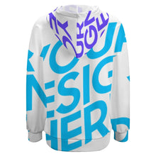 Cargar imagen en el visor de la galería, Sudadera hombros caídos con capucha para mujer NH Personalizada con impresión completa de una imagen con Foto Logo Patrón Texto