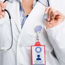 Cargar imagen en el visor de la galería, Carrete Plástico Retráctil de Soporte de Tarjeta de Identificación / Clip de Insignia JJ0529008 Personalizado Impresion Completa de Una Imagen con Foto Logotipo Patrón Texto