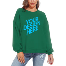 Cargar imagen en el visor de la galería, Sudadera blusa holgada casual con cuello redondo y manga abullonada para mujer D-61 NZ2205128 Personalizada con Foto, Texto o Logo