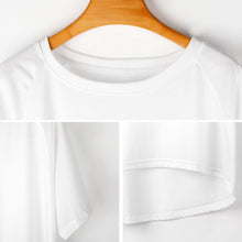 Cargar imagen en el visor de la galería, Camiseta larga cuello redondo manga corta para mujer AQT Personalizada con Impresión Completa de múltiples imágenes con Foto Logo Patrón Texto
