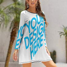 Cargar imagen en el visor de la galería, Vestido Estampado con Impresión Completa Cuello Redondo de Manga Larga para mujer NZ015 Personalizado de una imagen con Foto Logo Patrón Texto