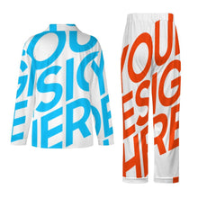 Cargar imagen en el visor de la galería, Pijama de manga larga para mujer de 2 piezas, ropa de estar por casa cálida y acogedora personalizado con patrón foto texto (impresión de imagen única)