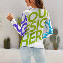 Cargar imagen en el visor de la galería, Camiseta / Blusa de Fondo de Hilo de Red Casual de Moda para Mujer NZ140 Personalizada con Impresión Completa de múltiples imágenes con Foto Logo Patrón Texto