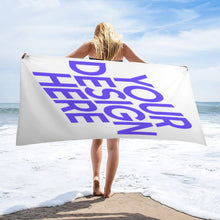 Cargar imagen en el visor de la galería, Toalla de playa talla grande de terciopelo de doble cara 160 x 80 cm personalizado con patrón foto texto