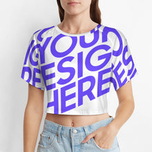 Cargar imagen en el visor de la galería, Camiseta crop top fluida para mujer NT29 con mangas cortas personalizada con fotos imágenes texto (impresión de imagen única)