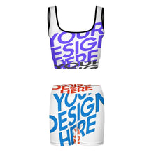 Cargar imagen en el visor de la galería, Conjunto de chándal de yoga de alta calidad con crop top y shorts YJ052 personalizado con patrón foto texto (impresión de imágenes múltiples)