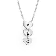 Cargar imagen en el visor de la galería, Collar familiar colgante corazón en plata de ley 925 chapado de oro rosa de 18K para mujer hombre X0056 Personalizado con texto nombre