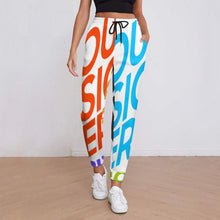 Cargar imagen en el visor de la galería, Pantalones de chándal con estampado de múltiples imágenes para damas / mujeres personalizada con logotipo texto patrón fotos