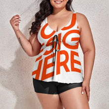 Cargar imagen en el visor de la galería, Tankini / Traje de Baño Dividido de Dos Piezas de Moda para Mujer QZ6065 Personalizado con Impresión Completa de una sola imagen con Foto Logo Patrón Texto