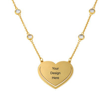 Cargar imagen en el visor de la galería, Collar con colgante de corazón personalizado X0038 con texto nombre para mujer hombre Longitud Ajustable en plata de ley 925 chapado de oro rosa de 18K