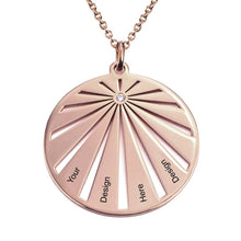Cargar imagen en el visor de la galería, Collar Redondo Radiales en Plata de Ley 925 Chapada en Oro / Oro Rosa X0010 Grabado Personalizado con Texto Nombre