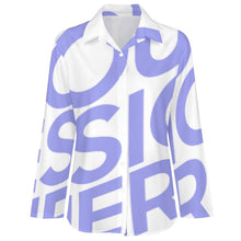 Cargar imagen en el visor de la galería, Blusa / Camisa Informal Manga Larga Botones Dobladillo Irregular Corte Suelto para Mujer AY008 Personalizada con Impresión Completa de una imagen con Foto Logo Patrón Texto