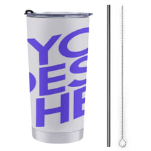 Cargar imagen en el visor de la galería, Taza de café para coche con tapa y pajita en acero inoxidable 304 personalizado con patrón foto texto