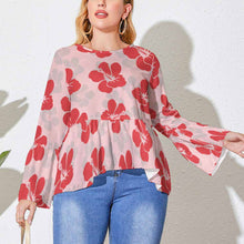 Cargar imagen en el visor de la galería, Camiseta / Blusa talla grande holgada con dobladillo irregular para mujer PL Personalizada con Impresión Completa de una imagen con Foto Logo Patrón Texto