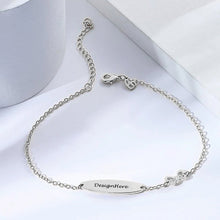 Cargar imagen en el visor de la galería, Pulsera con Colgante Ovalado Grabado para Mujer Hombre S0036 Personalizada con Texto Nombre