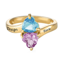 Cargar imagen en el visor de la galería, Anillo de plata de ley 925 para mujer / anillo con piedra de nacimiento azul violeta de corazón J0005 Grabado Personalizado con Texto Nombre