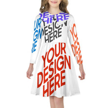 Cargar imagen en el visor de la galería, Vestido de manga larga para niña vestido acampanado F6Q personalizado con patrón foto texto (impresión de imágenes múltiples)