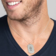 Cargar imagen en el visor de la galería, Collar con placa de identificación de cadena longitud ajustable de plata de ley 925 con chapado en oro rosa de 18 quilates para mujer hombre X0042 Personalizado con texto nombre