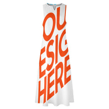 Cargar imagen en el visor de la galería, Vestido largo sin mangas con Estampado tallas grandes para mujer GQ Personalizado con Impresión Completa de múltiples imágenes con Foto Logo Patrón Texto