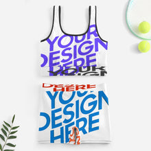 Cargar imagen en el visor de la galería, Conjunto de chándal de yoga de alta calidad con crop top y shorts YJ052 personalizado con patrón foto texto (impresión de imágenes múltiples)