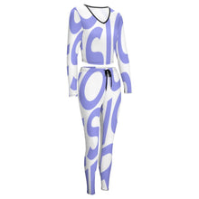 Cargar imagen en el visor de la galería, Traje de Sudadera deportiva ajustada cuello en V Camiseta manga larga para mujer NZ153 Personalizado con Impresión Completa de una imagen con Foto Logo Patrón Texto