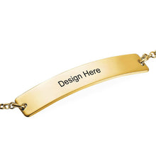 Cargar imagen en el visor de la galería, Pulsera de Identificación en Forma de Barra para Mujer Hombre S0027 Personalizada Grabada con Texto Nombre