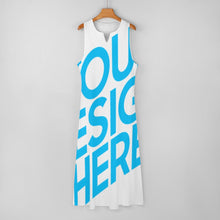 Cargar imagen en el visor de la galería, Vestido largo sin mangas con Estampado tallas grandes para mujer GQ Personalizado con Impresión Completa de una imagen con Foto Logo Patrón Texto