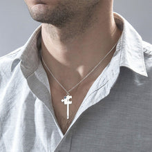 Cargar imagen en el visor de la galería, Collar de Llave de Rompecabezas Personalizado X0040 con texto nombre para parajes mujer hombre Longitud Ajustable en plata de ley 925 chapado de oro rosa de 18K