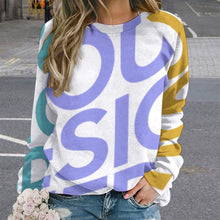 Cargar imagen en el visor de la galería, Sudadera de Cuello Redondo con Manga Raglán sin Capucha para Mujer RHDEC2 Personalizada Impresion Completa de Múltiples Imágenes con Foto Logo Patrón Texto