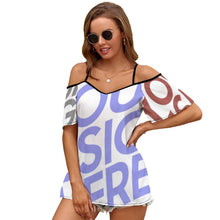 Cargar imagen en el visor de la galería, Camiseta Sexy Hombros Descubiertos con Tirantes para Mujer NZ019 Personalizada con Impresión Completa de múltiples imágenes con Foto Logo Patrón Texto