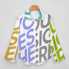 Cargar imagen en el visor de la galería, Camisa con dobladillo irregular manga larga para mujer B648 Personalizada con Impresión Completa de múltiples imágenes con Foto Logo Patrón Texto